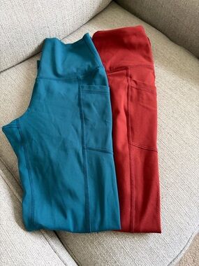 90 Degree By Reflex Women’s Leggings in Teal and Brick Red